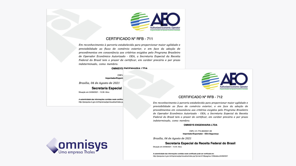 Ominisys é certificada pela Receita Federal como Operador Econômico Autorizado – OEA 